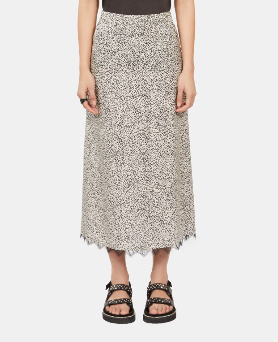 The Kooples FEMME BLACK WHITE jupe longue léopard