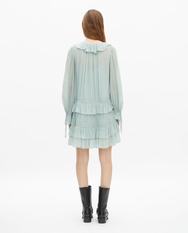 The Kooples FEMME BLUE/GREEN robe courte avec volants bleu