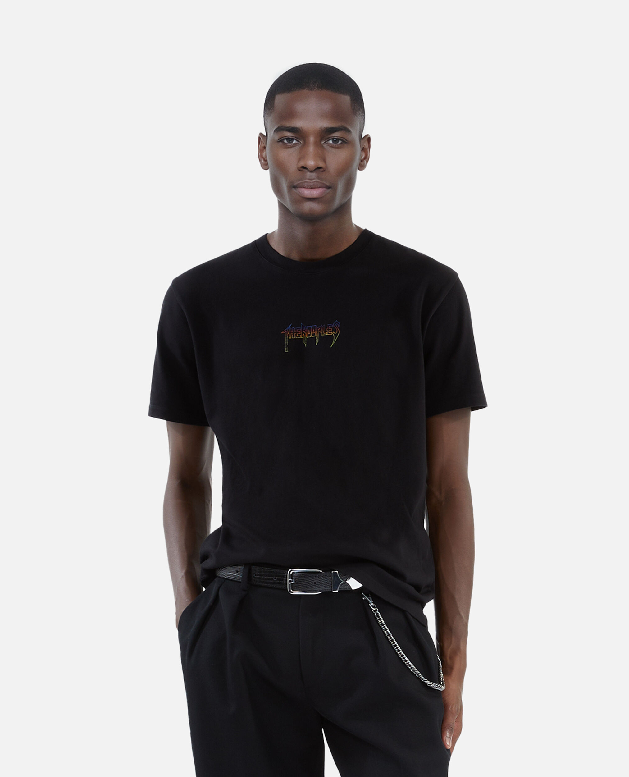 Black screen print T-shirt, BLACK WASHED, hi-res image number null