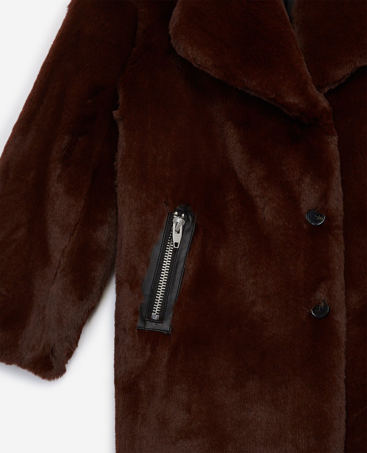 Long brown faux fur coat