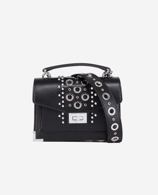 The Kooples FEMME BLACK sac emily small en cuir noir avec studs et œillets