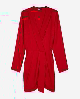 The Kooples FEMME ORIENTAL RED robe courte à pois jacquard rouge