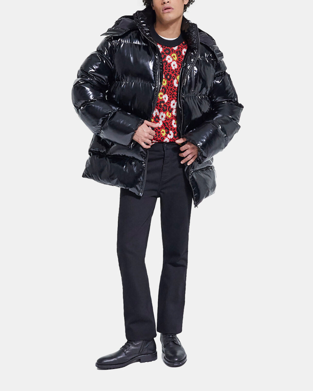 The Kooples HOMME BLACK doudoune oversize en vinyle noire