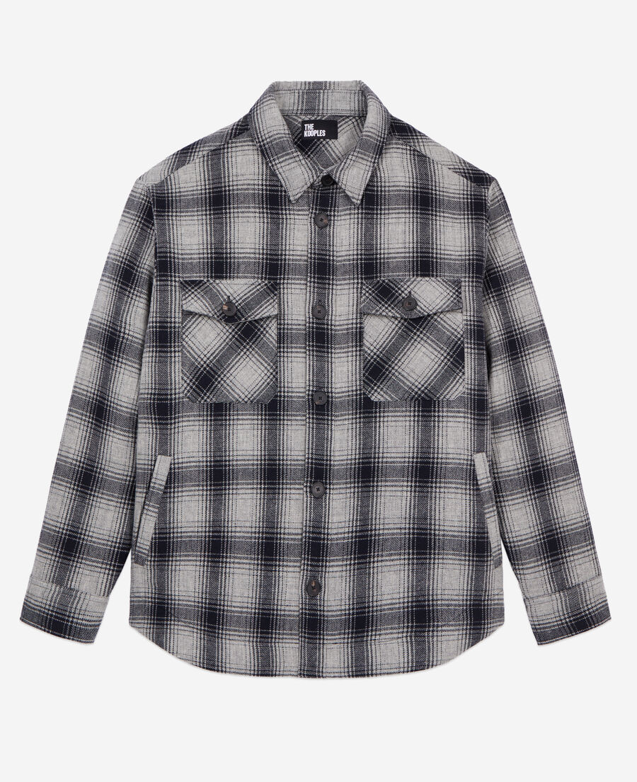 checkered wool-blend overshirt jacket