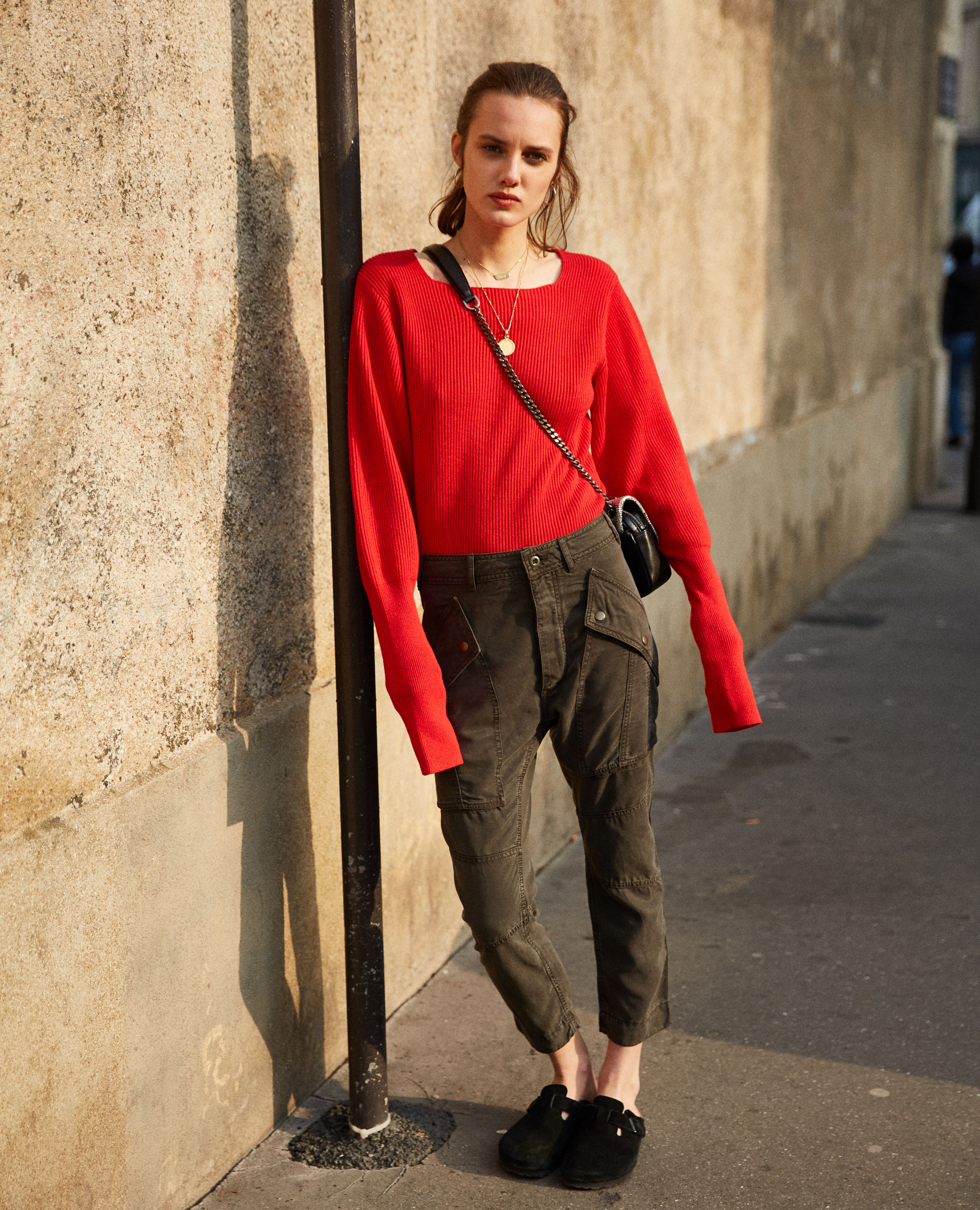 Pantalon cargo kaki en tencel The Kooples Femme