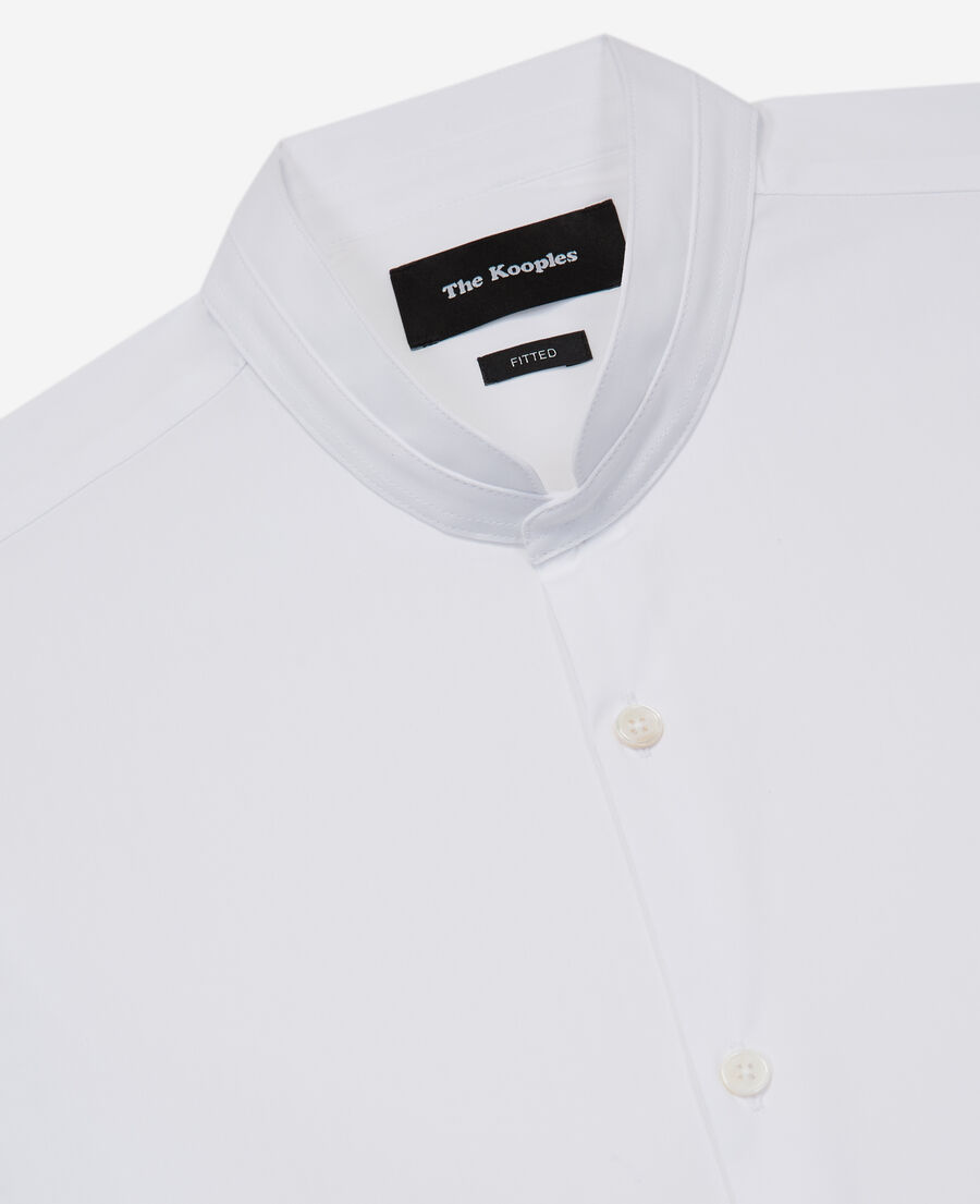 fitted white officer-collar shirt
