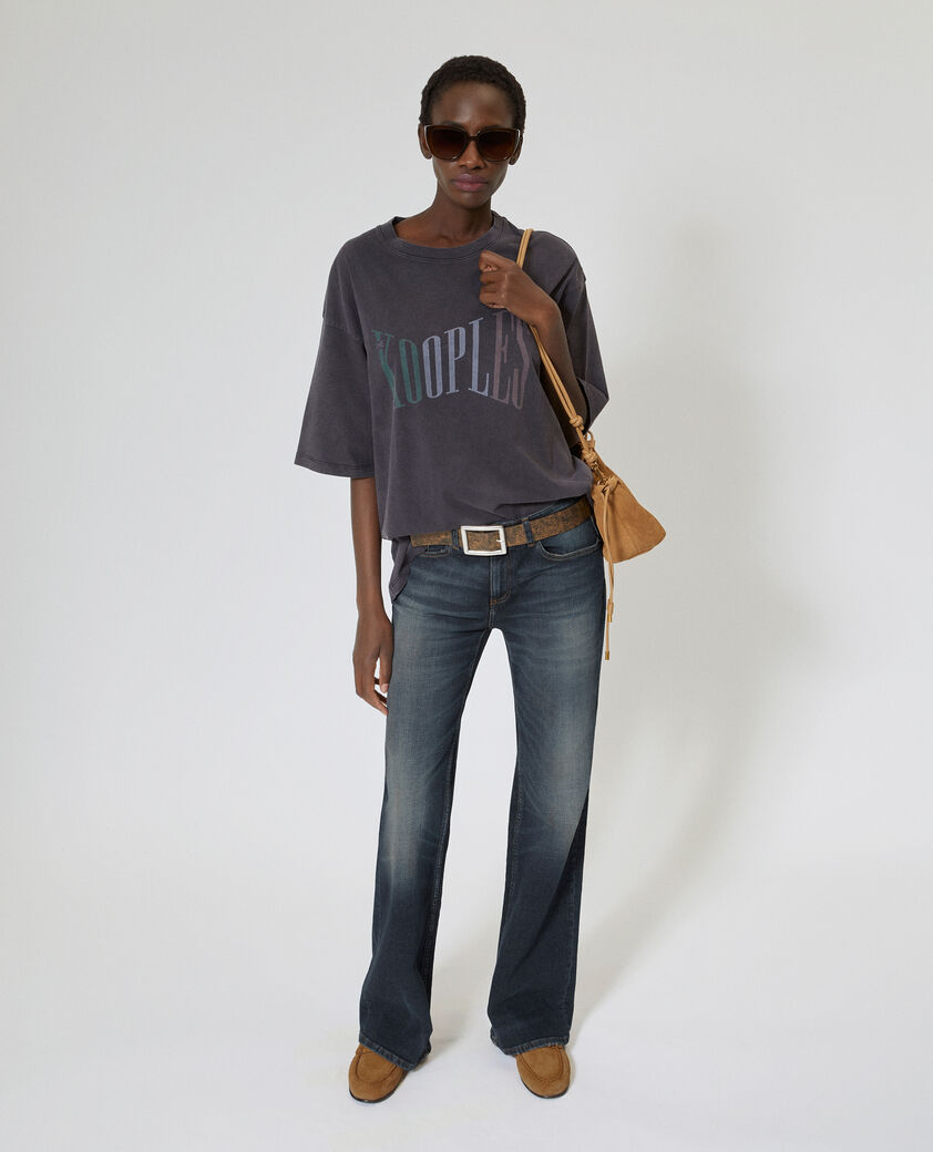 The Kooples F BLACK WASHED oversized t-shirt with faded black screen print