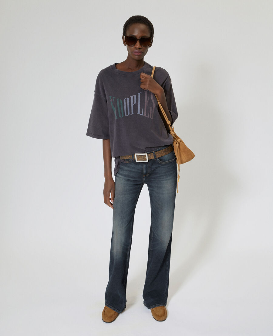 The Kooples F BLACK WASHED oversized t-shirt with faded black screen print