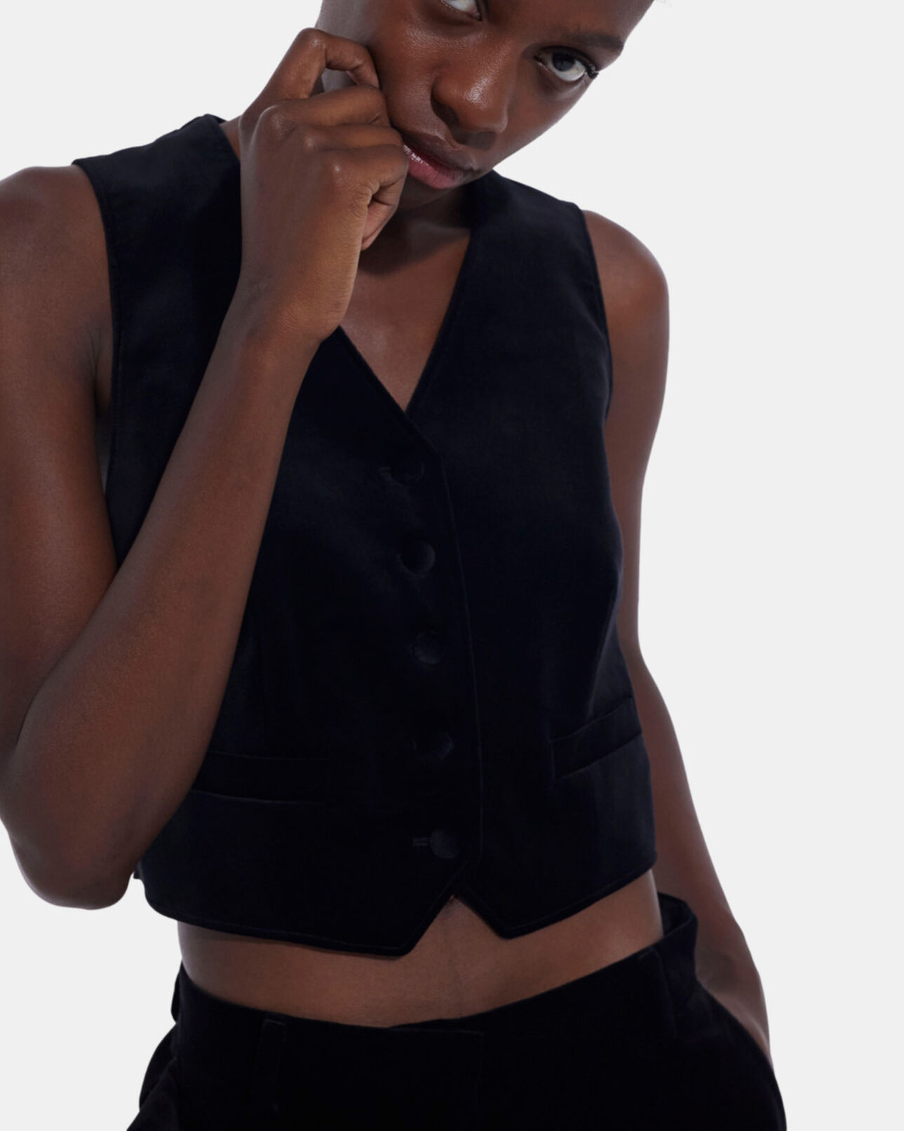 The Kooples WOMEN BLACK black velvet suit jacket