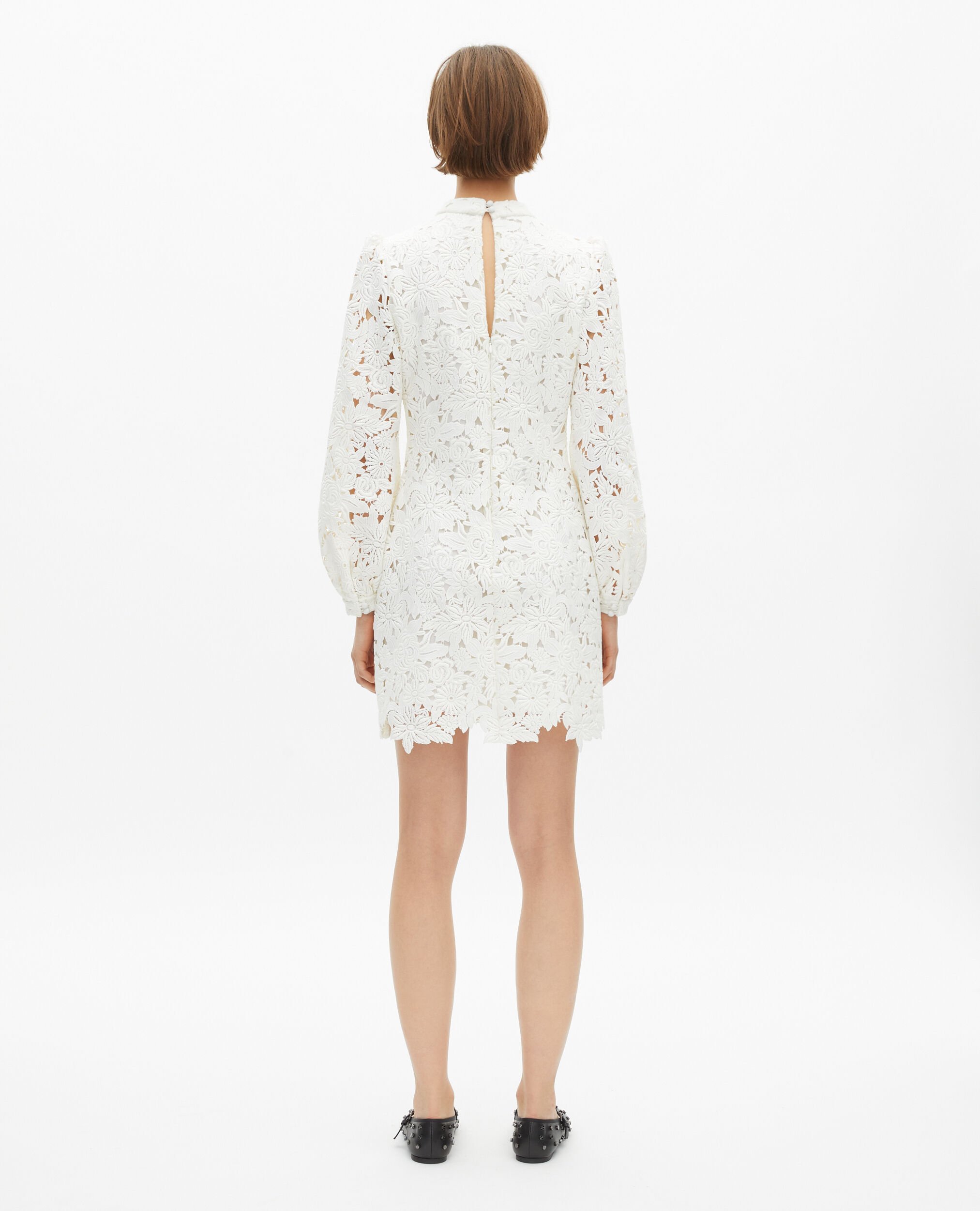 Short dress in ecru floral lace, ECRU, hi-res image number null
