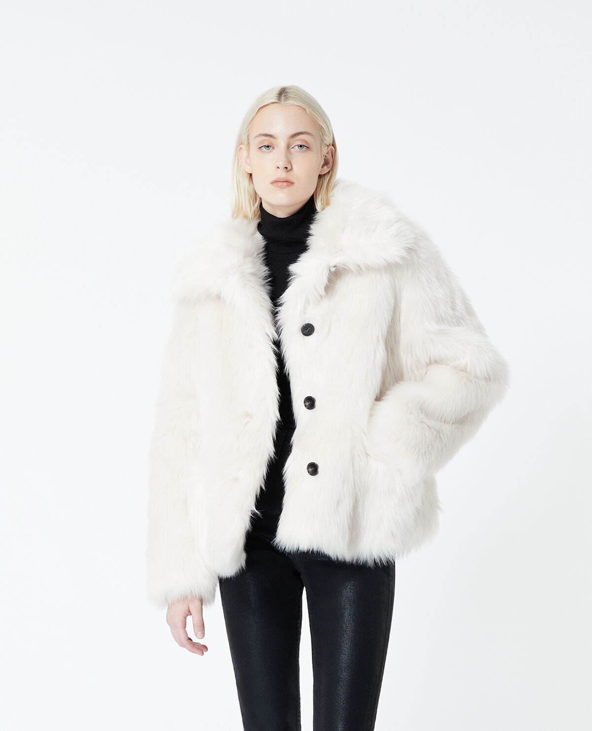 Manteau fausse fourrure cru boutonn The Kooples
