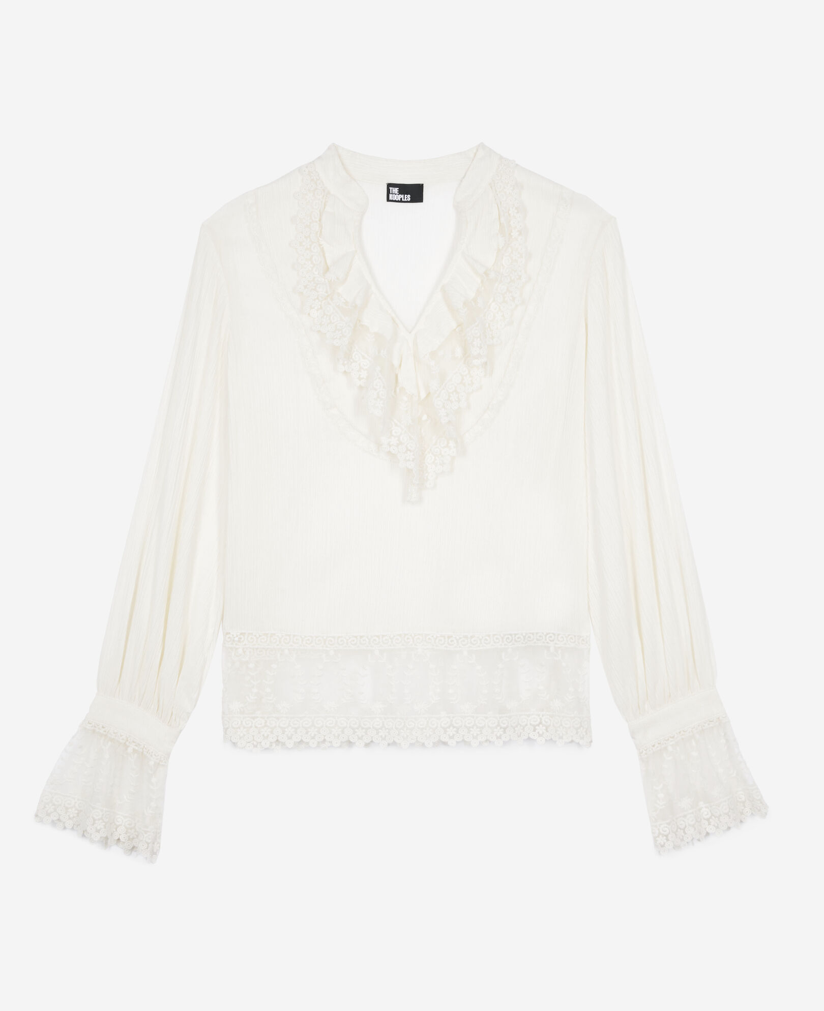 The Kooples WOMEN ECRU ecru guipure lace top