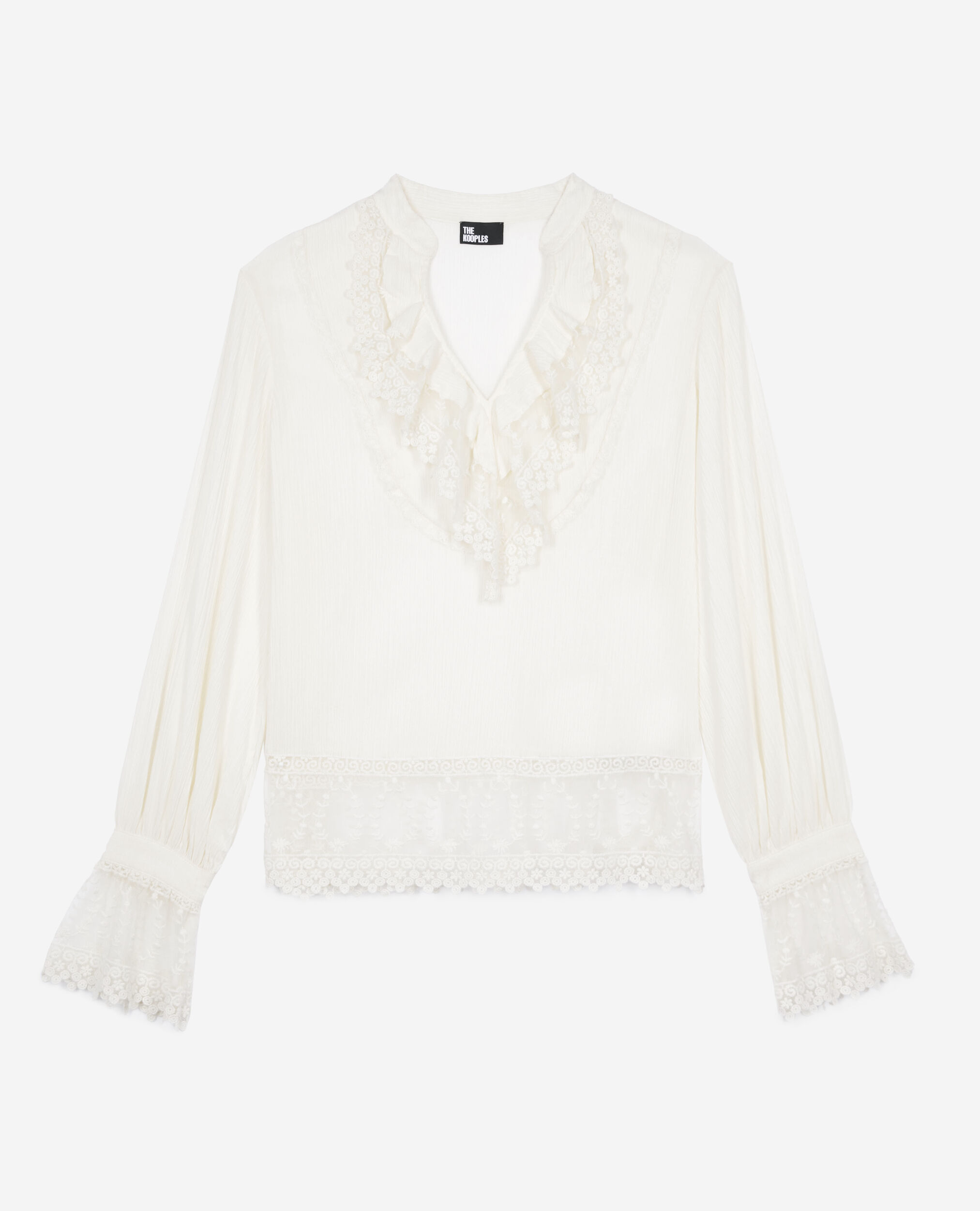 Ecru guipure lace top, ECRU, hi-res image number null
