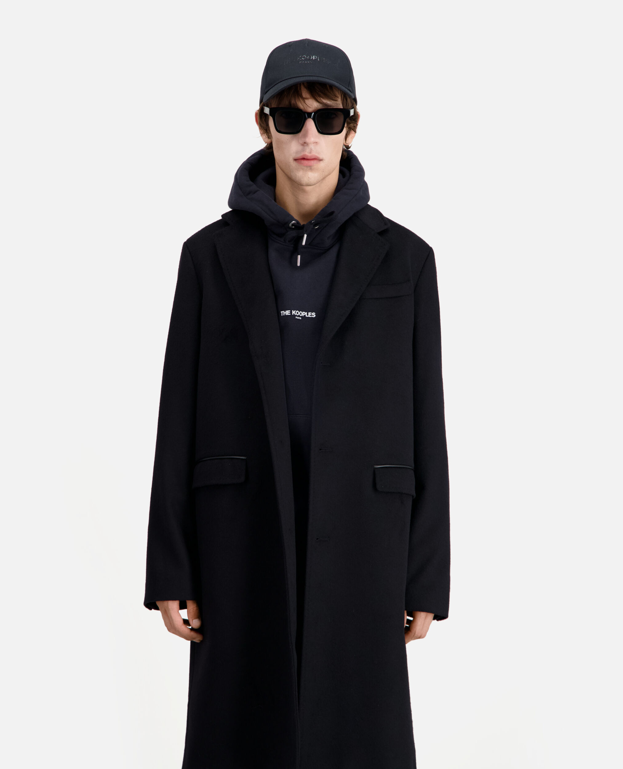 Langer schwarzer Mantel aus Kaschmir, BLACK, hi-res image number null