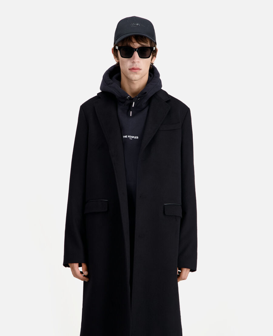 manteau long noir en cachemire