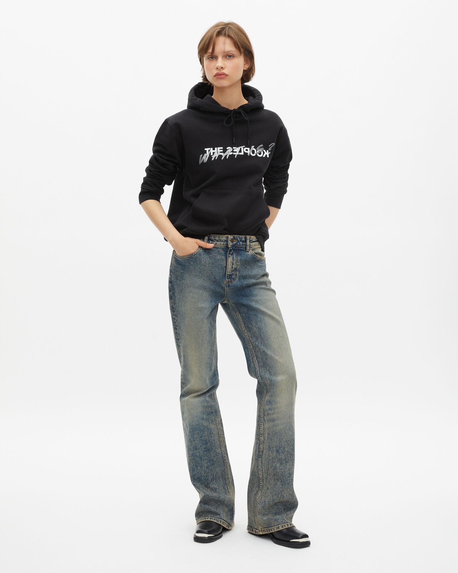 What is hoodie with black rhinestones, BLACK, hi-res image number null