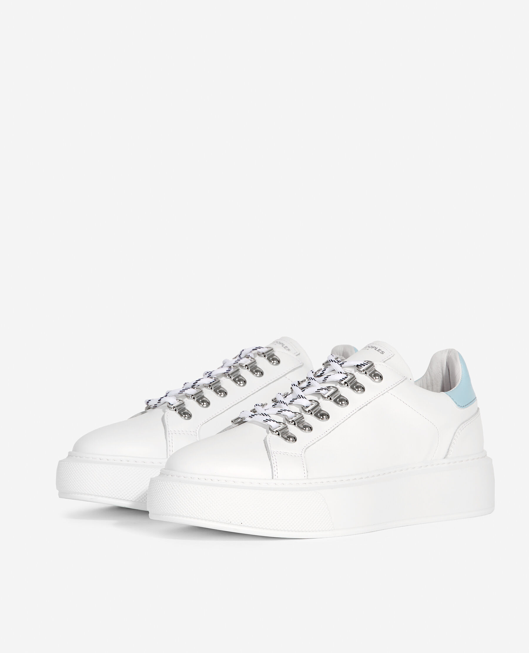 White smooth leather sneakers with detail The Kooples UK