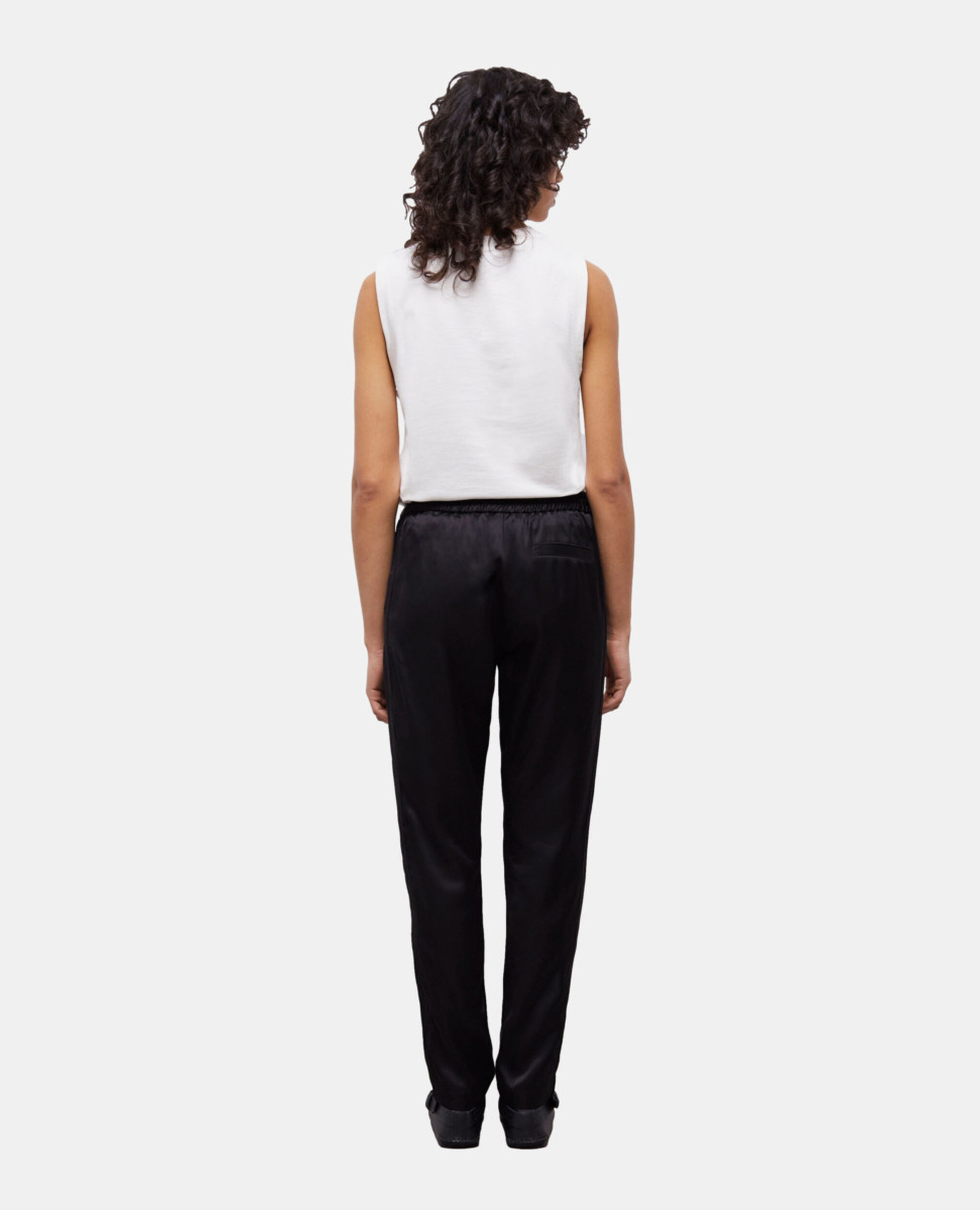 Black satin joggers, BLACK, hi-res image number null