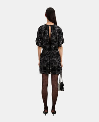 The Kooples WOMEN BLACK short black dress with sequins and beads