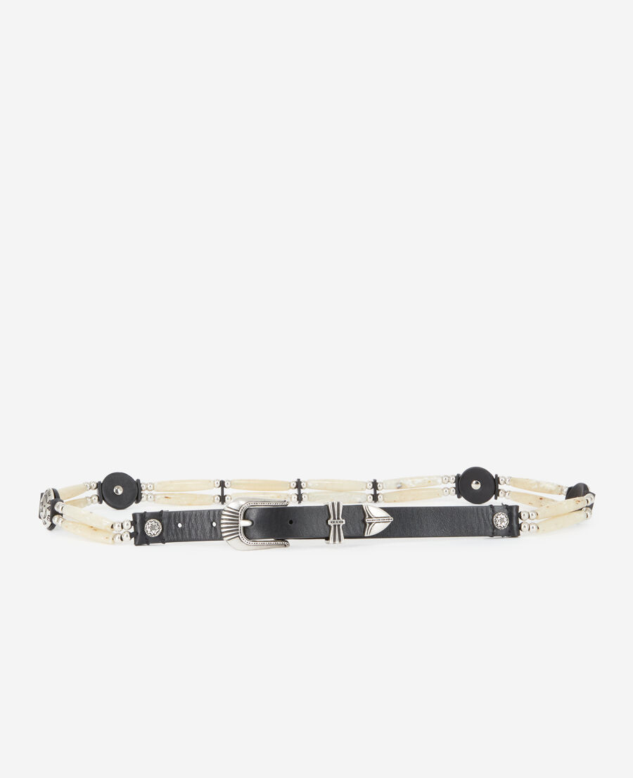 thin white leather belt