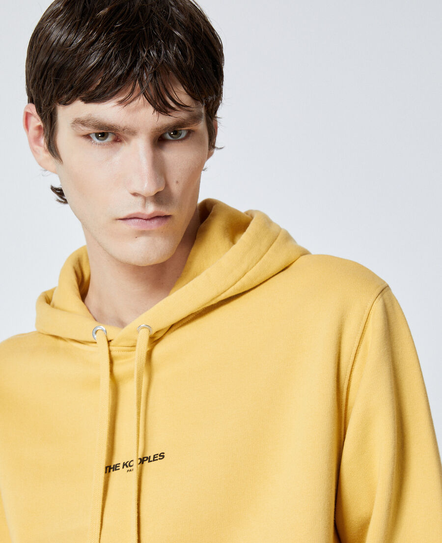 sweat à capuche jaune coton logo imprimé