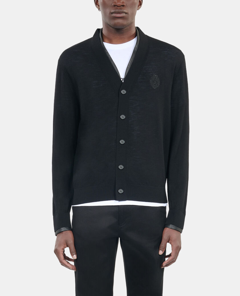 The Kooples MEN BLACK black merino wool cardigan 
