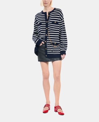 The Kooples DAMEN WHITE / BLUE strickjacke aus wolle mit streifen