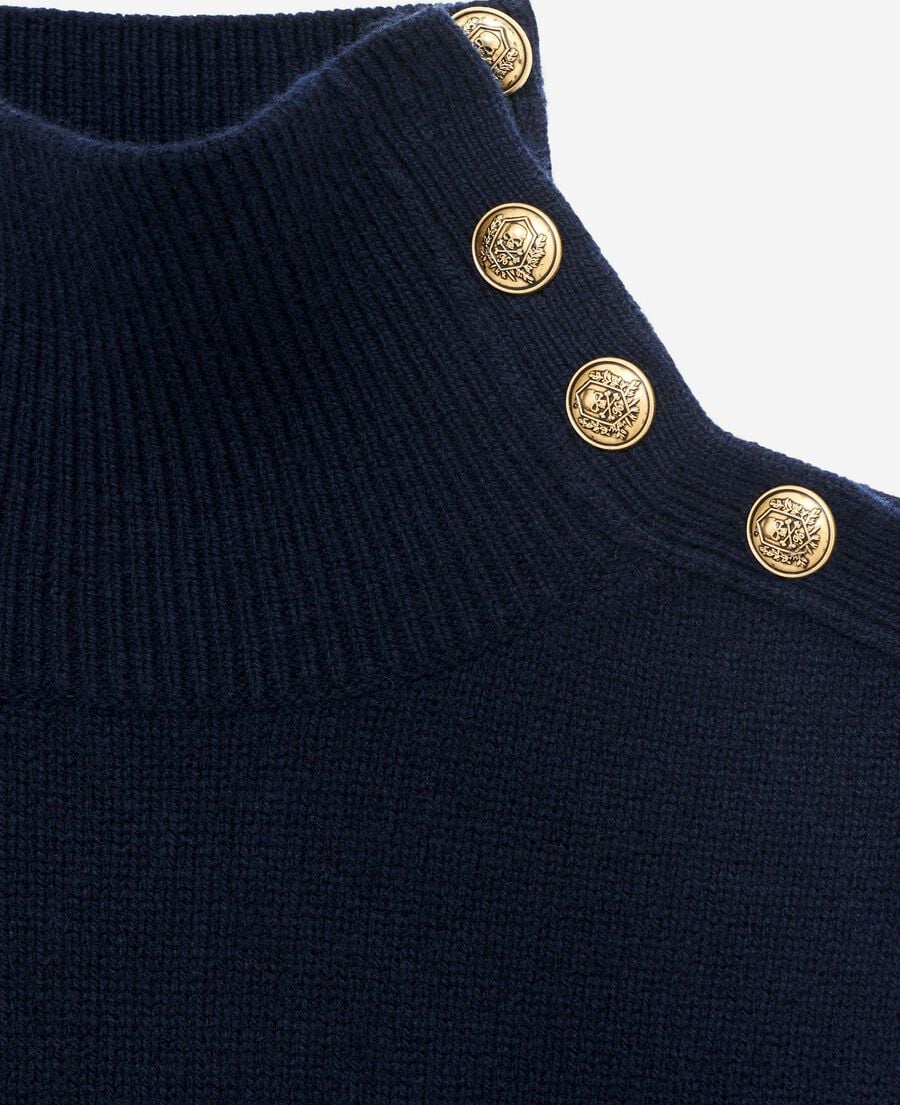The Kooples WOMEN NAVY navy wool stand-up collar sweater