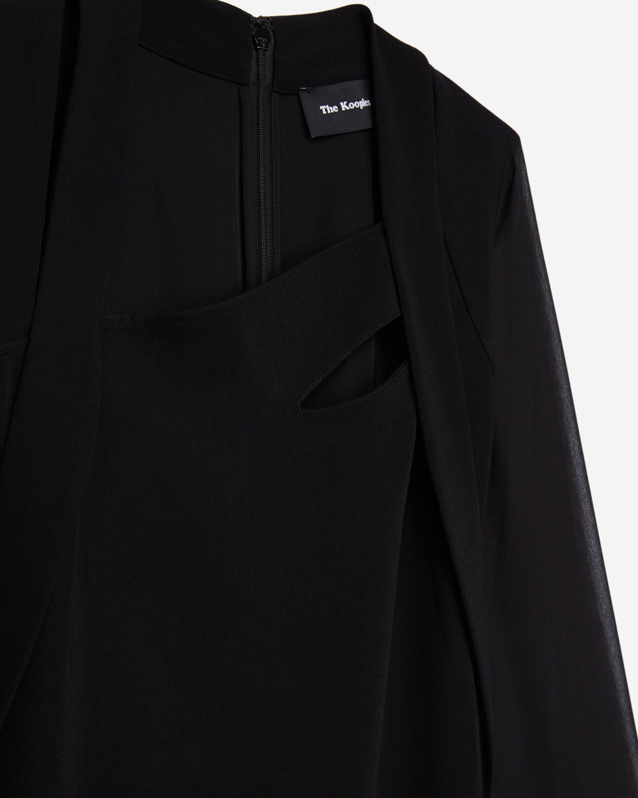 The Kooples DAMEN BLACK langärmeliges schwarzes kleid mit schlitz