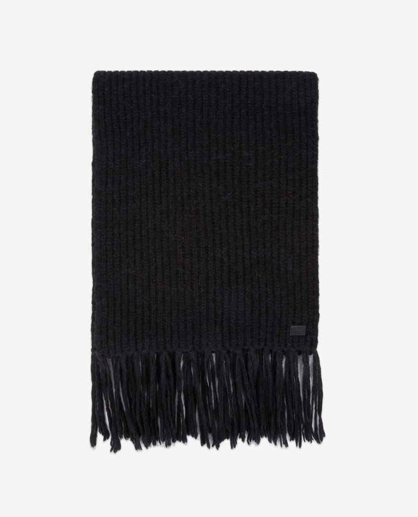 The Kooples WOMEN BLACK black ribbed wool-blend scarf