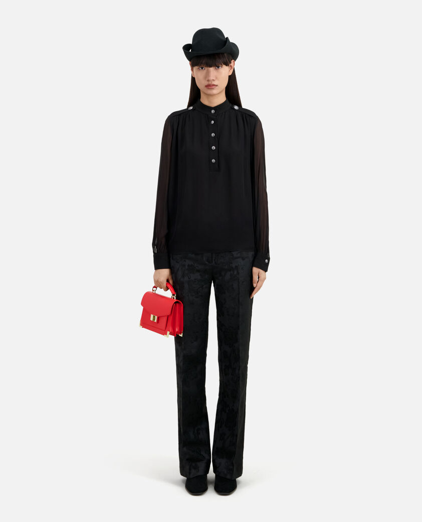 The Kooples FEMME ORANGE RED sac emily small en cuir rouge