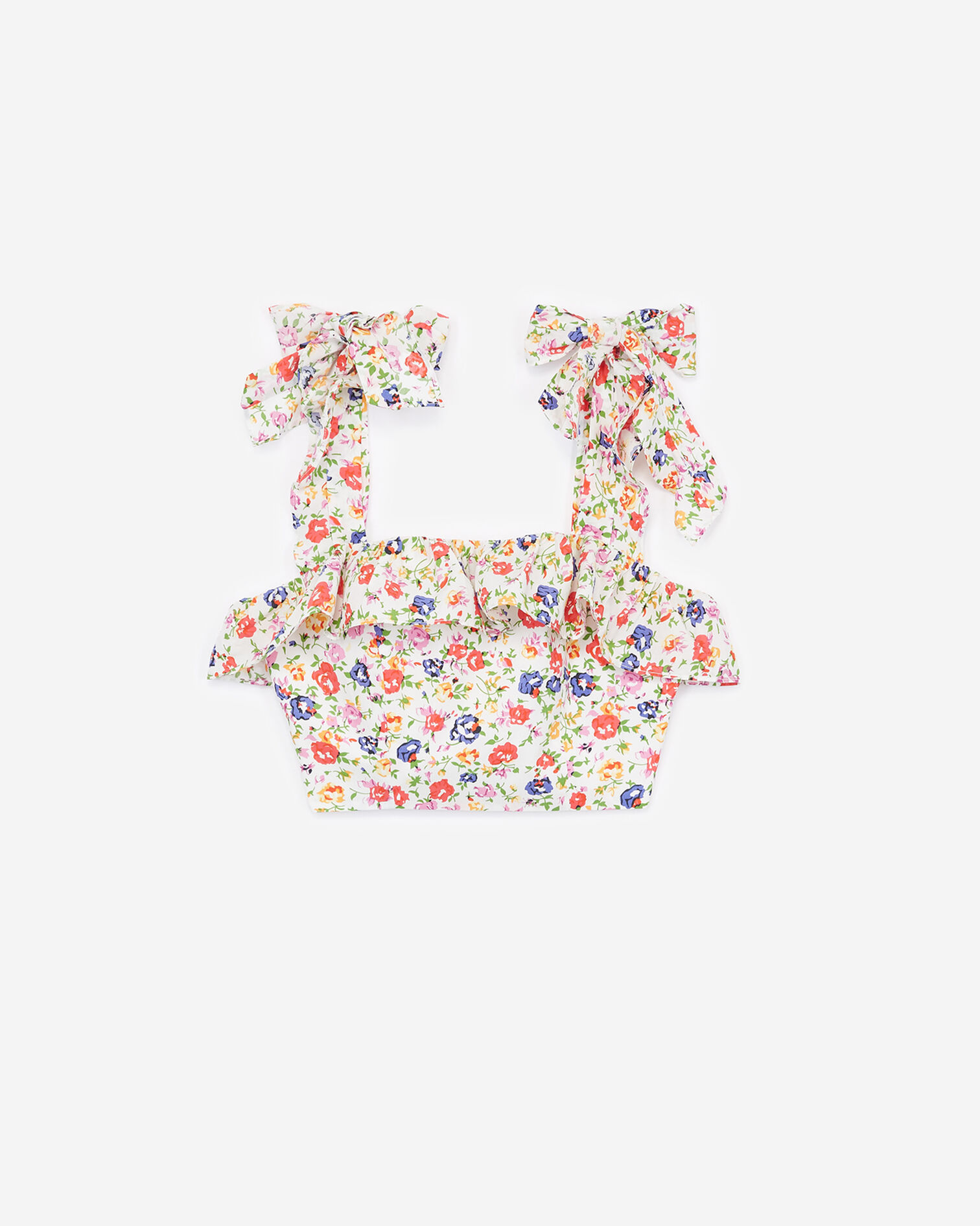 Kurzes Baumwoll-Top mit Print, ECRU, hi-res image number null