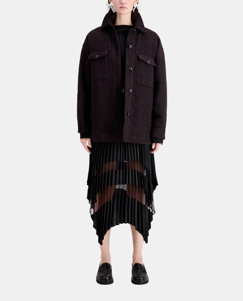 The Kooples WOMEN BURGUNDY burgundy tweed overshirt style jacket