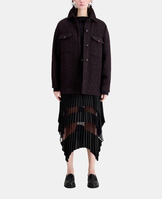 The Kooples WOMEN BURGUNDY burgundy tweed overshirt style jacket