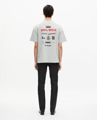 The Kooples MEN LIGHT GREY MELANGE gray screen print t-shirt