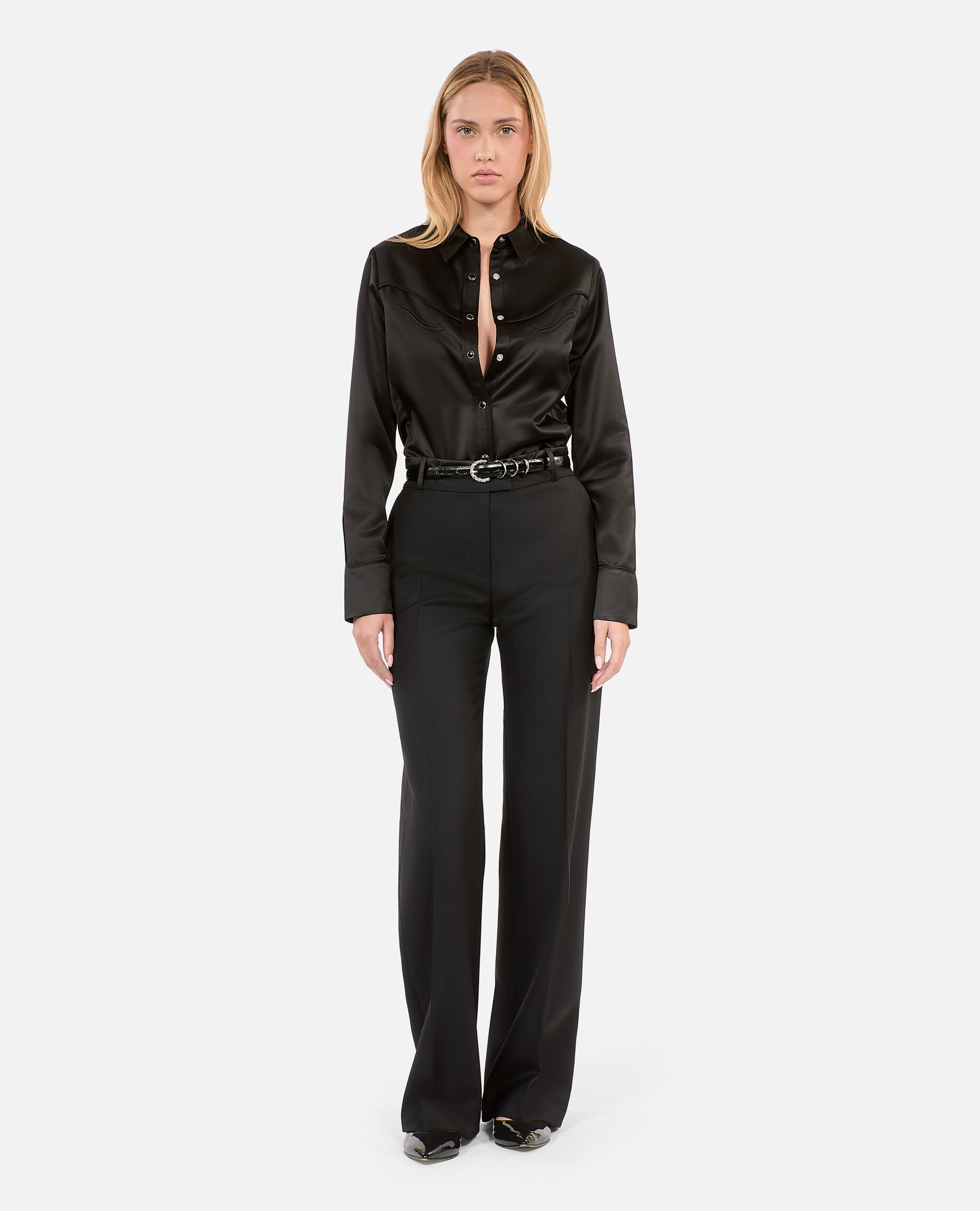 Black western style satin shirt