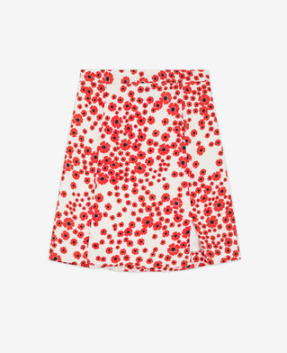 The Kooples FEMME RED / WHITE jupe courte fleurie rouge