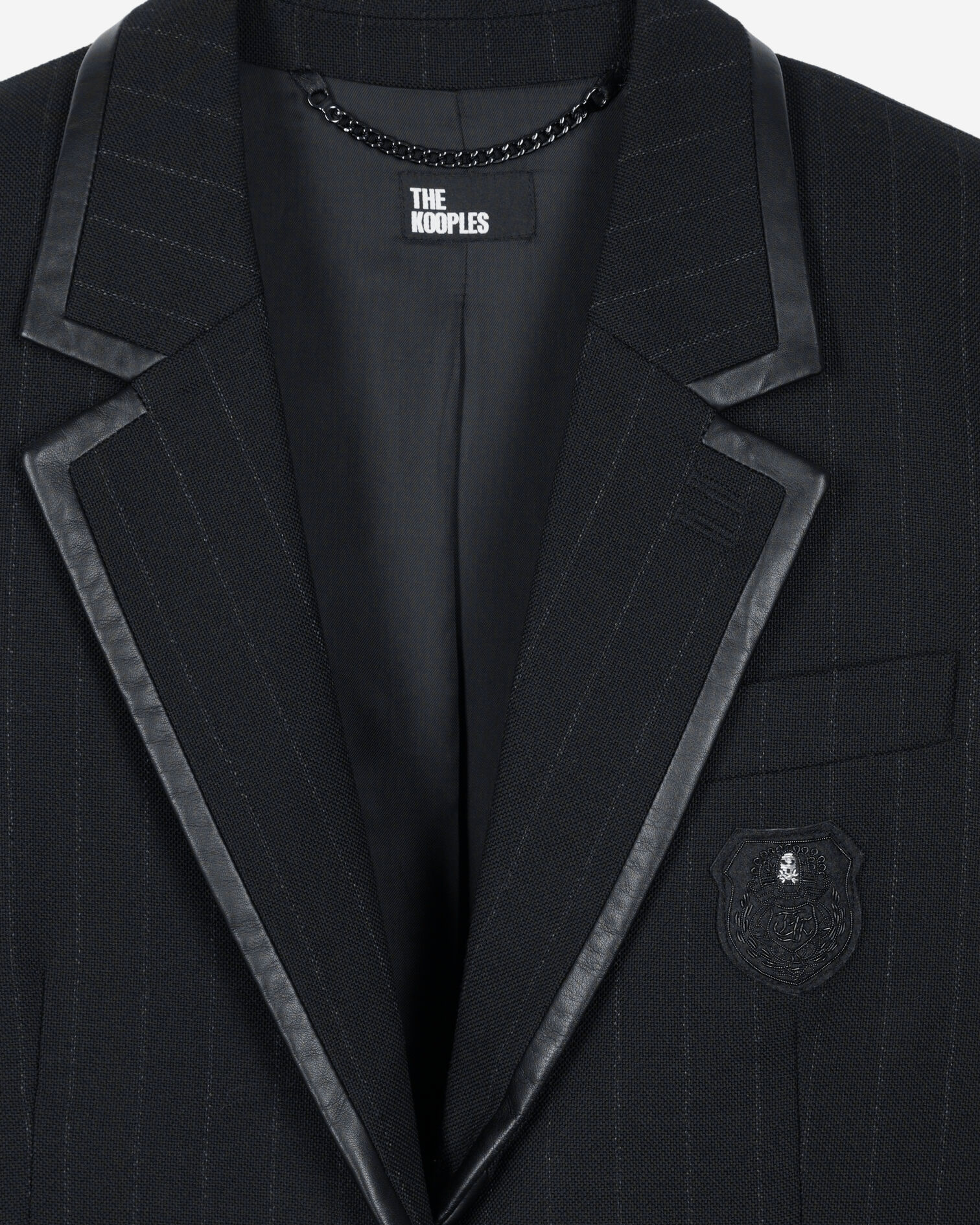 Black striped wool-blend jacket , BLACK, hi-res image number null
