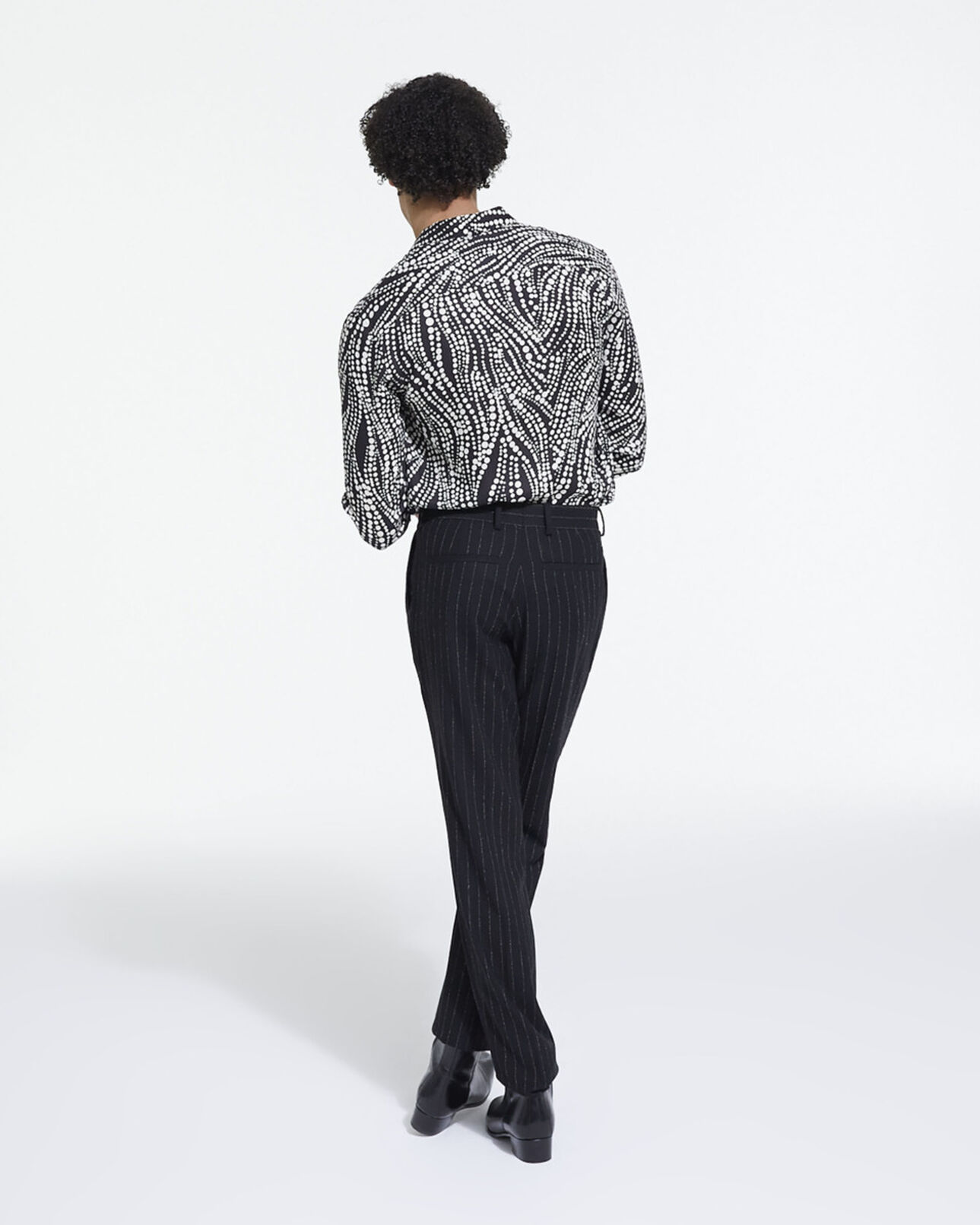 The Kooples MEN BLACK WHITE printed shirt with classic collar