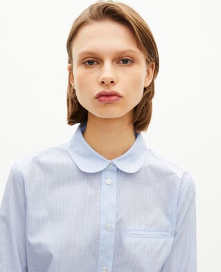 The Kooples F BLUE WHITE light blue micro check shirt