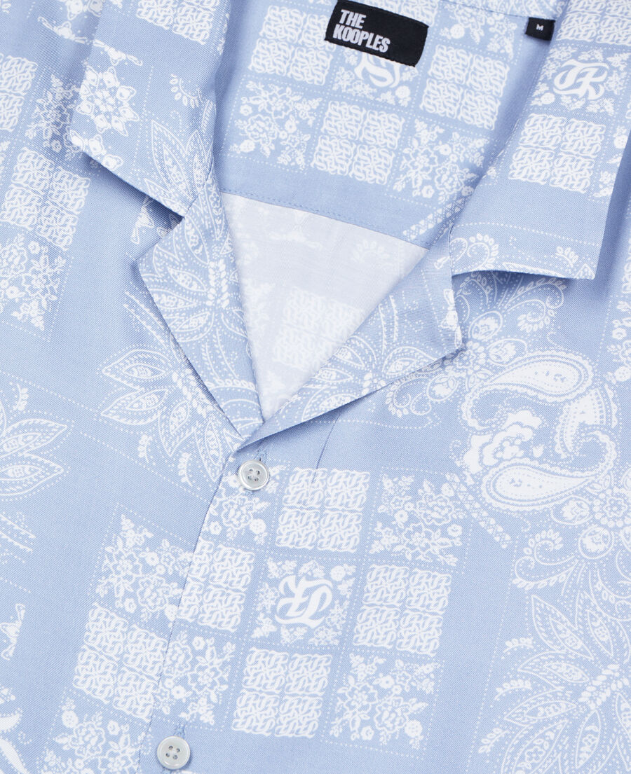 The Kooples H WHITE / SKY BLUE short-sleeved printed shirt