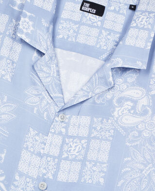 The Kooples H WHITE / SKY BLUE short-sleeved printed shirt