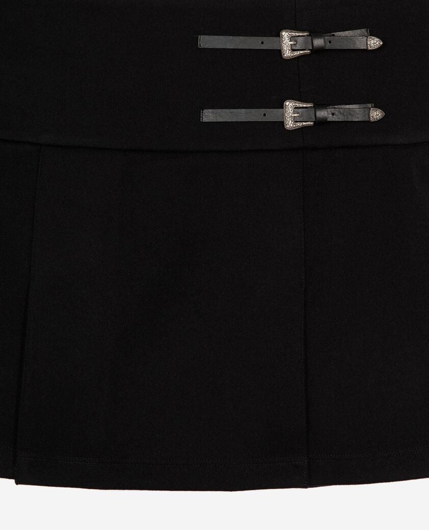 The Kooples WOMEN BLACK wrap skirt with short black western buckles