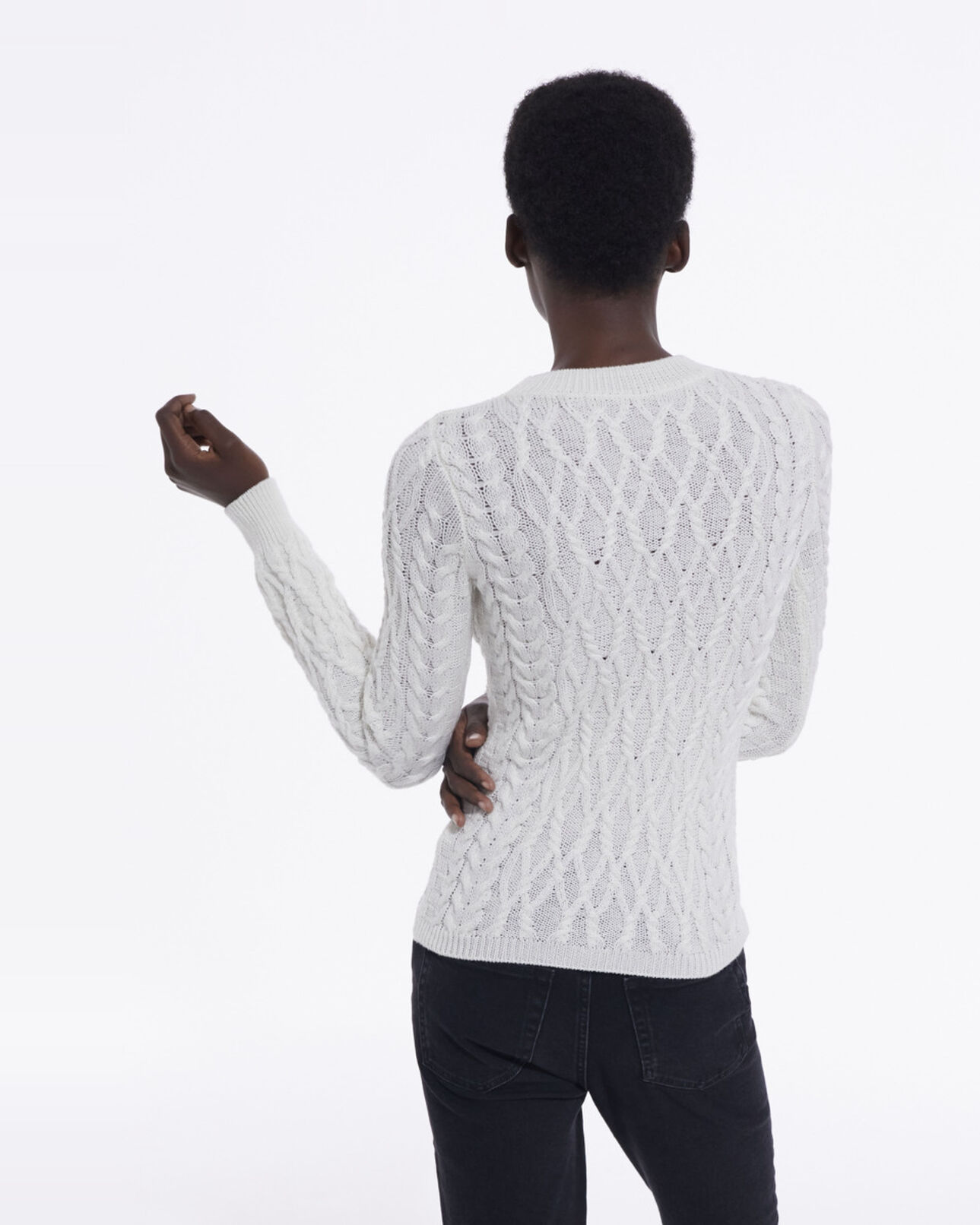 The Kooples WOMEN WHITE ecru wool sweater