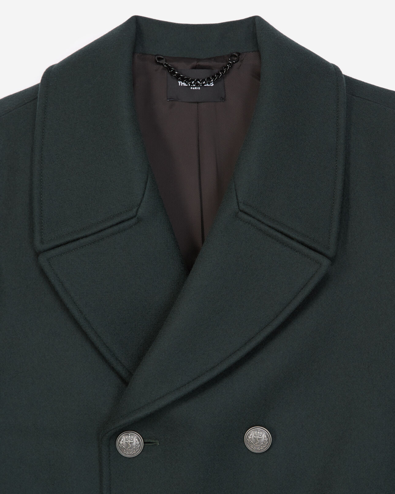 The Kooples HOMME DARK GREEN manteau vert bouteille laine croisé