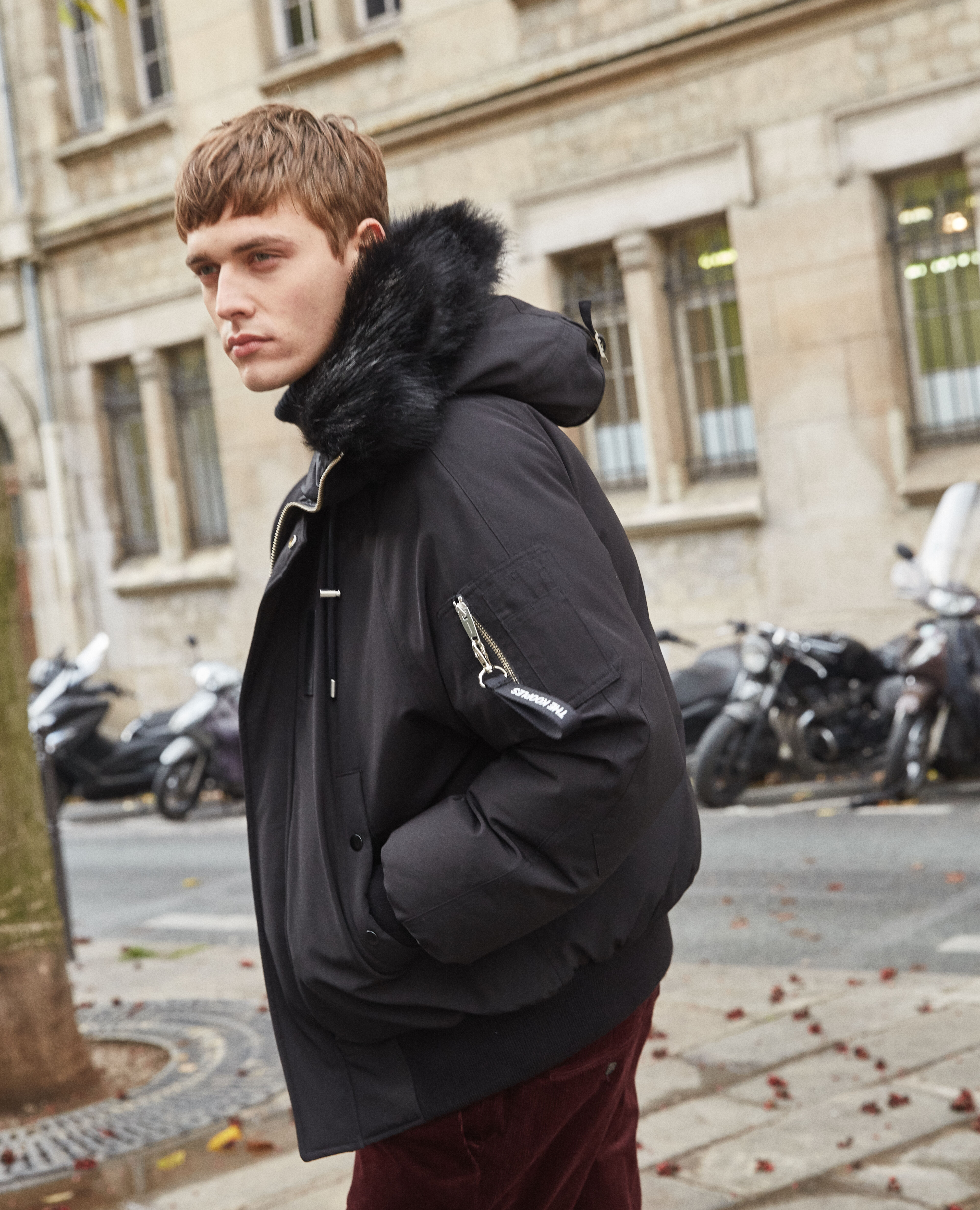 Short cheap black parka
