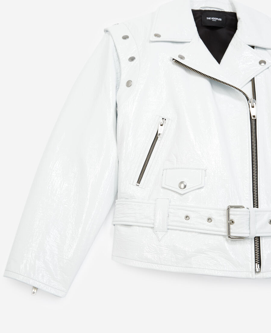 white leather jacket with detachable sleeves