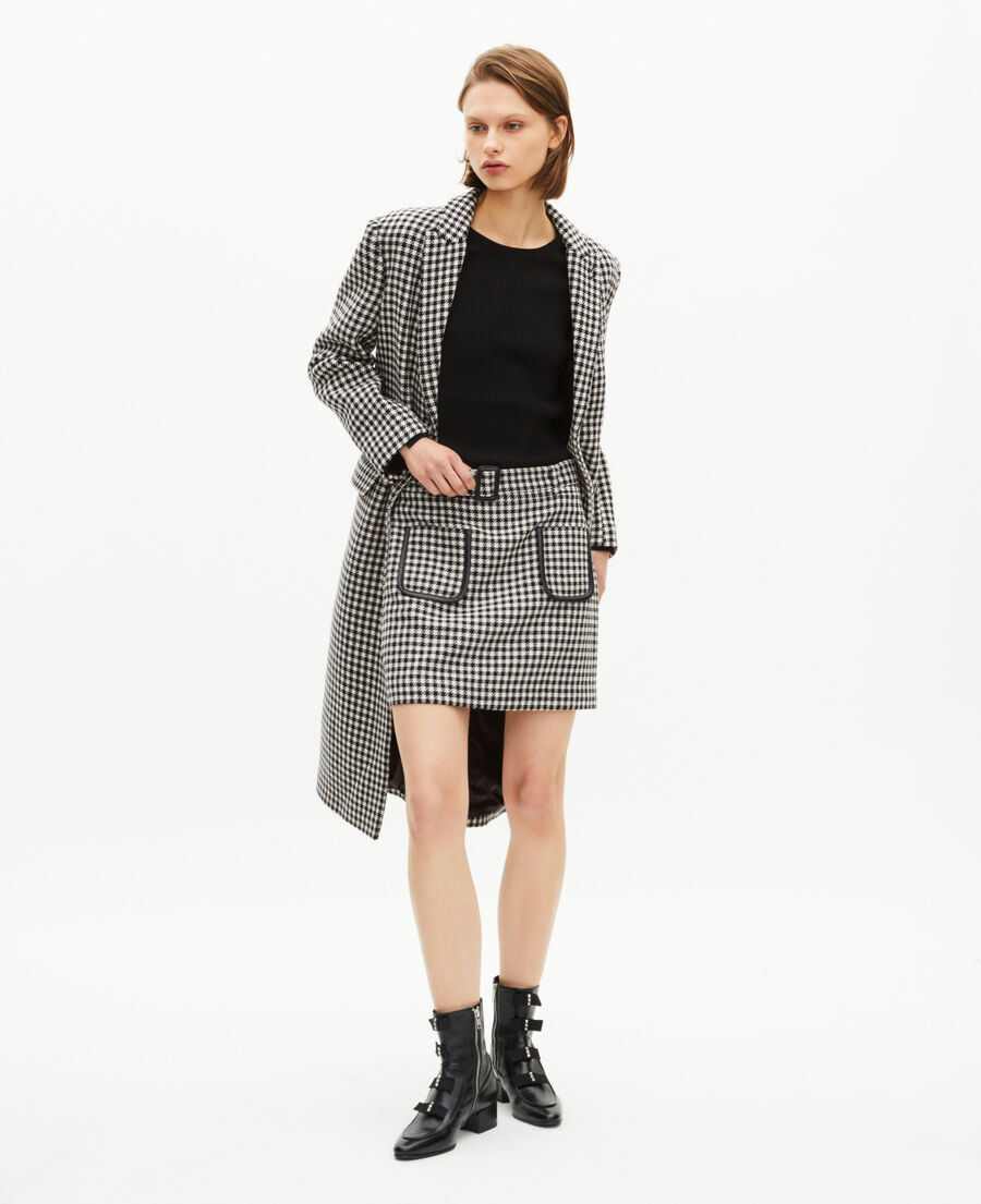 The Kooples FEMME BLACK WHITE jupe courte en pied de poule noire et blanche