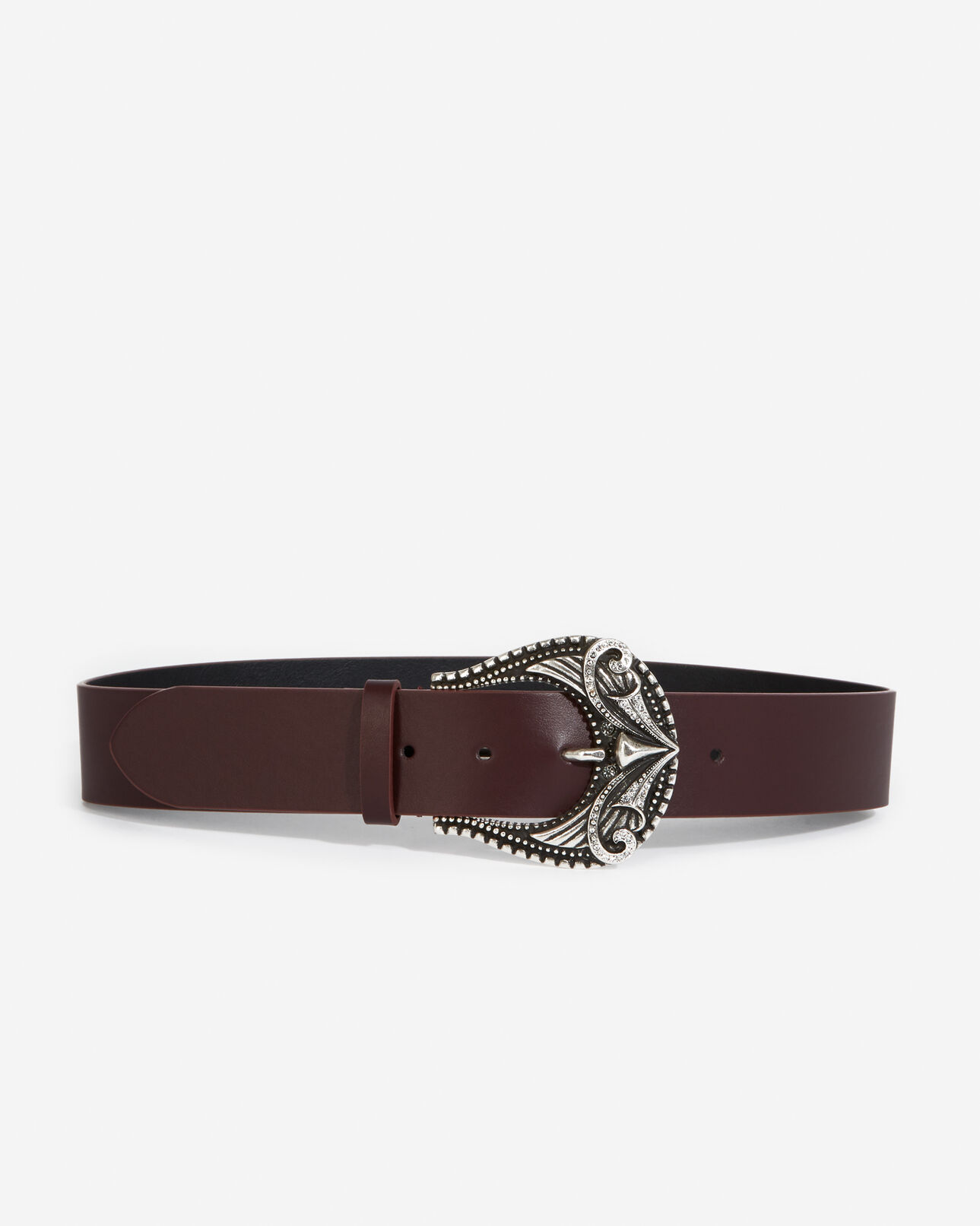 The Kooples DAMEN BURGUNDY ledergürtel breit bordeauxfarben schnalle