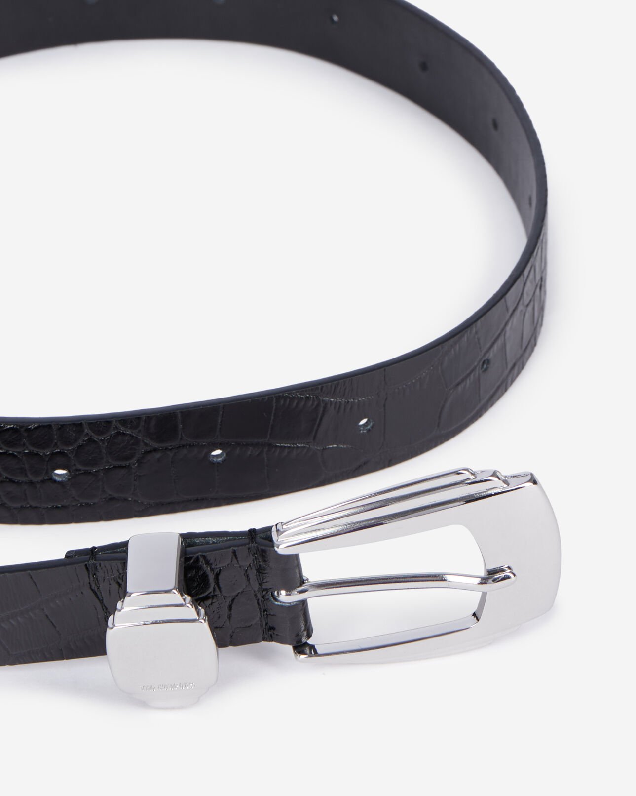 The Kooples MUJER BLACK cinturón de piel negra efecto cocodrilo
